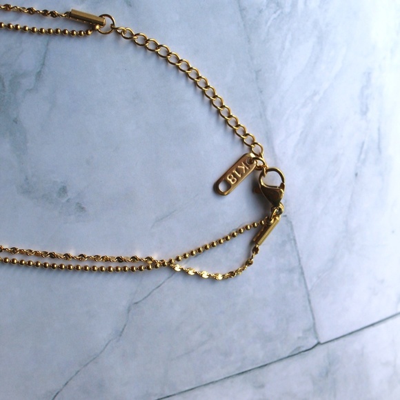 18K Layered Diamond Shaped Tassel & Rope Style Chain Necklace - Picture 8 of 8